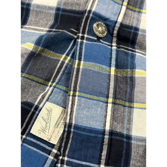 Woolrich Shirt Mens Large Blue Plaid Button Down Lightweight - Picture 5 of 6